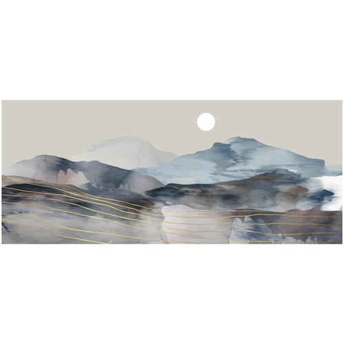 Фотообои Уютная стена Пейзаж с акварельными горами 640х270 см Бесшовные Премиум (единым полотном)