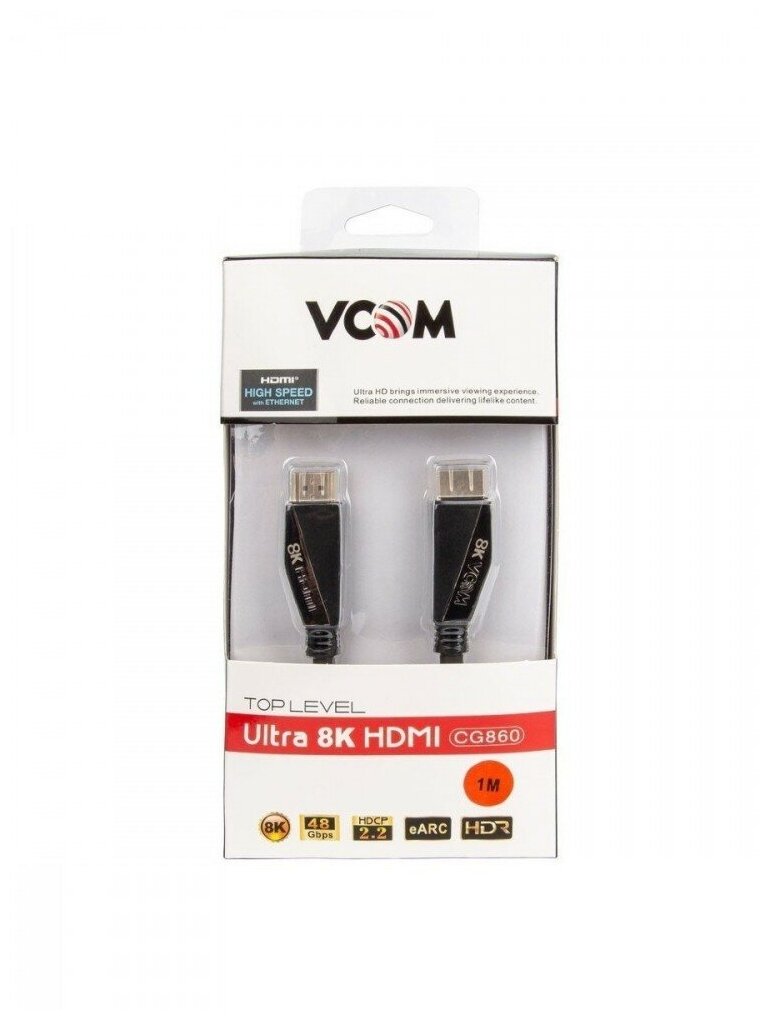 Кабель интерфейсный HDMI VCOM 19M/M,ver. 2.1, 8K/60Hz 1m - фото №7