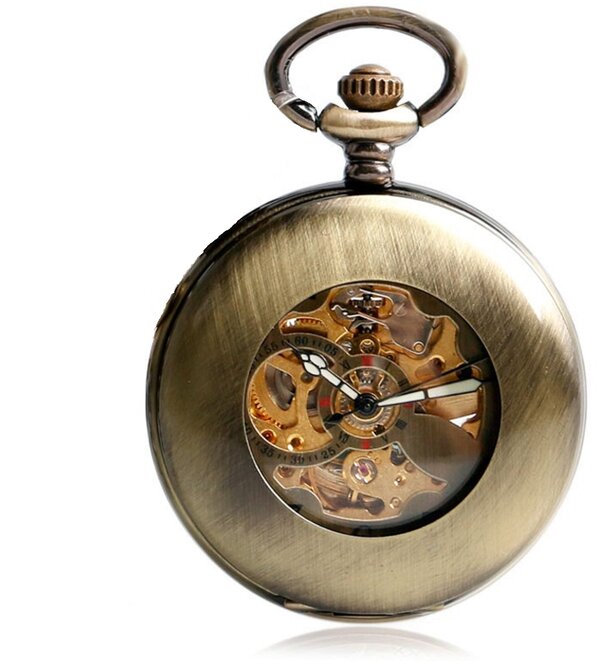 Карманные часы YISUYA, механические, нержавеющая сталь, с крышкой, с секундной стрелкой, на цепочке, с автоподзаводом