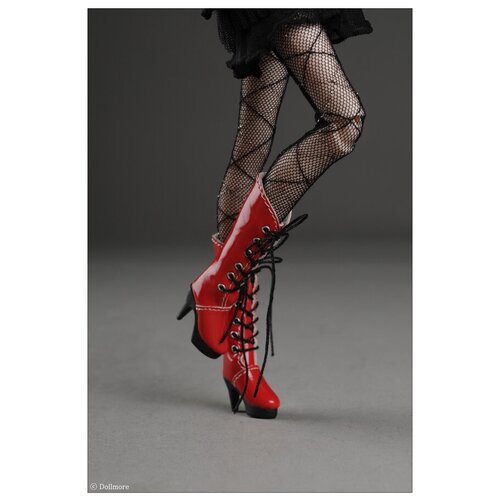 фото Dollmore 12 inches shilla boots red (лаковые сапоги на шнуровке цвет красный для кукол пуллип 31 см / блайз / доллмор)