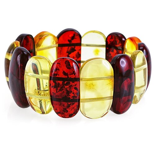 фото Amberholl плоский браслет из натурального балтийского янтаря «пластинки лимонные и вишнёвые»