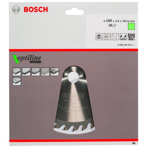 фото Диск пильный по древесине (190х20/16 мм; z36) bosch 2.608.640.613