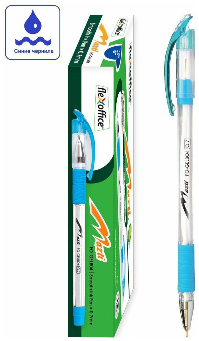 Ручка шариковая с чернилами на масляной основе 0,7мм FlexOffice Mazti, синяя (12шт)