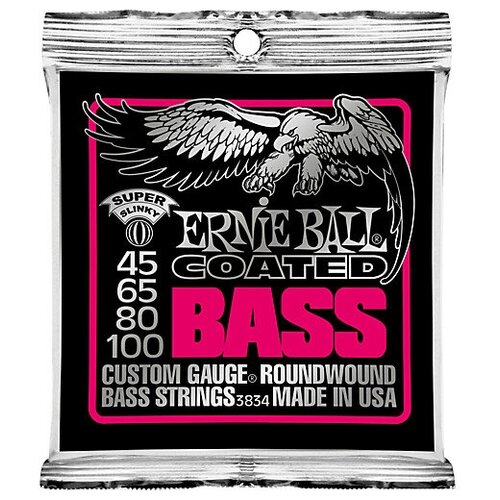 фото Ernie ball 3834 струны для бас-гитары coated bass super slinky (45-65-80-100)