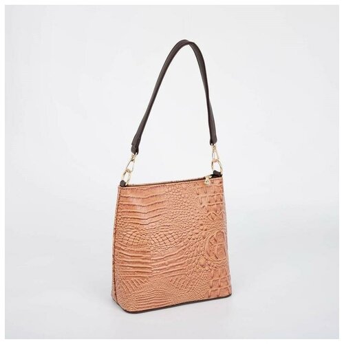 фото Сумка женская, отдел на молнии, наружный карман, длинный ремень, цвет коричневый l-craft