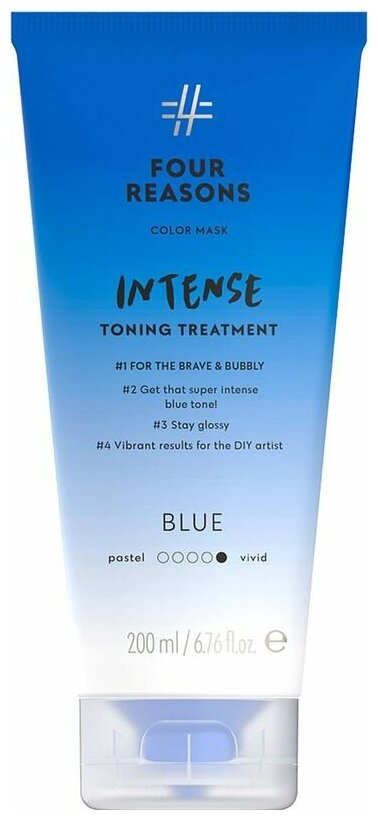 Интенсивно тонирующая маска для волос с прямыми пигментами Four Reasons Color Mask Intense Toning Treatment Blue Синий 200 мл