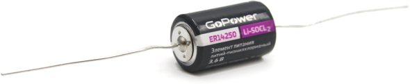 Батарейка GoPower 14250 1/2AA (00-00015330) Батарейка GoPower 14250 1/2AA PC1 Li-SOCl2 3.6V с выводами (1/10/500) 00-00015330