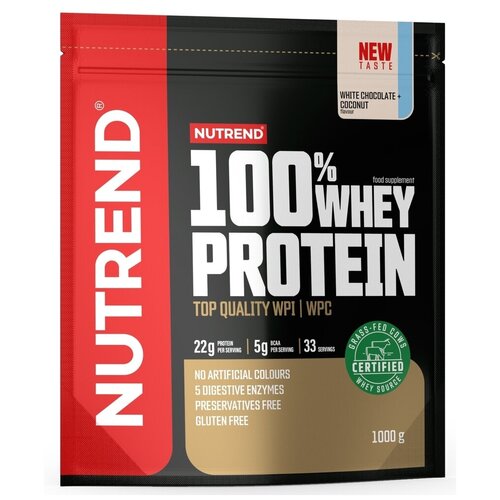 фото Сывороточный протеин nutrend 100% whey protein 1000 г, белый шоколад - кокос