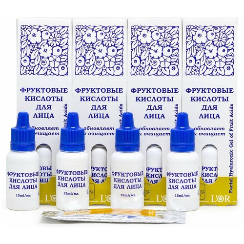 DNC серия LOr набор Фруктовые кислоты для лица 4 уп по 15 мл и Презент Маска для лица 496₽