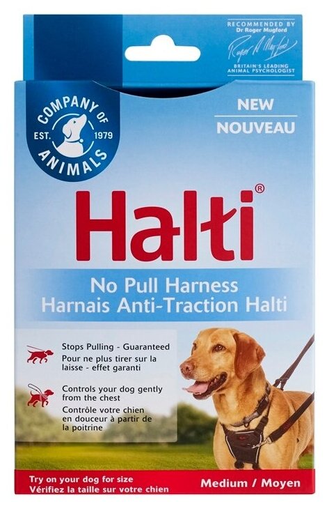 Шлейка для собак препятствующая натяжению Company of Animals "HALTI No Pull", черная, size M (Великобритания)