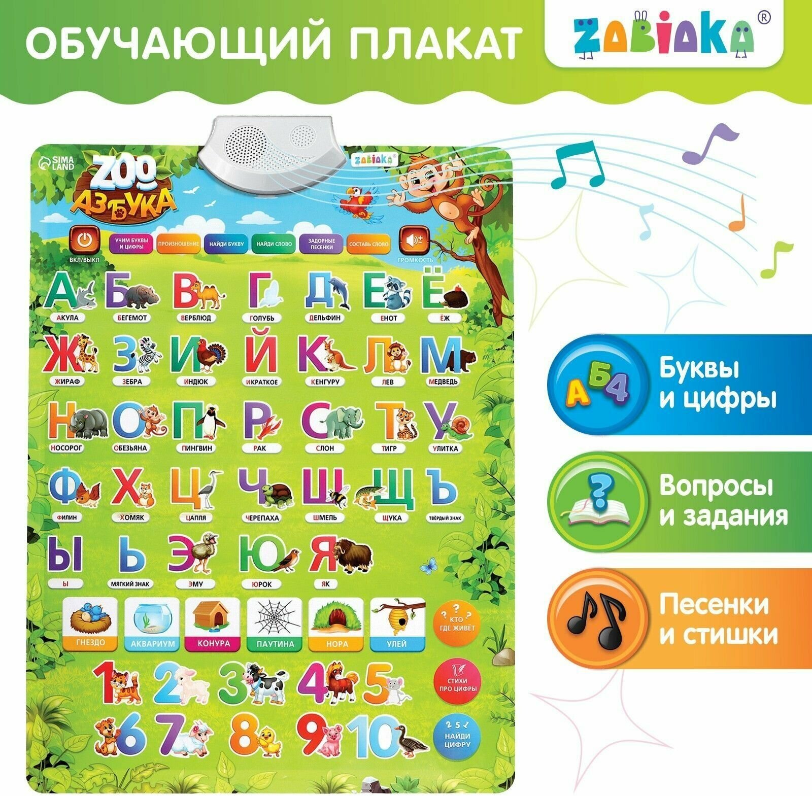 Обучающий плакат ZABIAKA "ZOO Азбука"