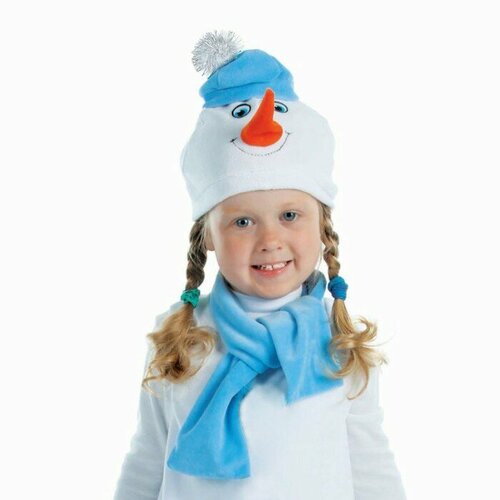 Новогодний набор Страна Карнавалия Снеговик в шарфе, велюр, обхват головы 48-50 см