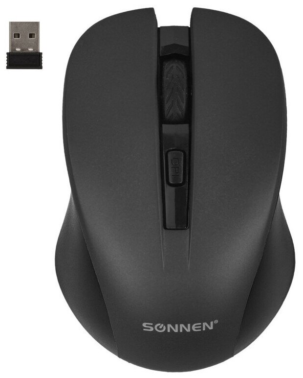 Мышь беспроводная с бесшумным кликом SONNEN V18 USB 80012001600 dpi 4 кнопки черная 513514 513514