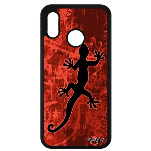фото Противоударный чехол на смартфон // huawei p20 lite // "саламандра" ящерица василиск, utaupia, бордовый