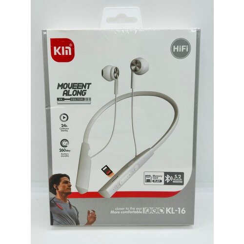 Спортивные наушники Bluetooth с микрофоном KIN KL-16, белый