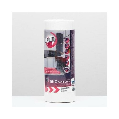 Салфетки в рулоне Cleaning DAY из нетканого материала, белые, 24*22, 60 шт.