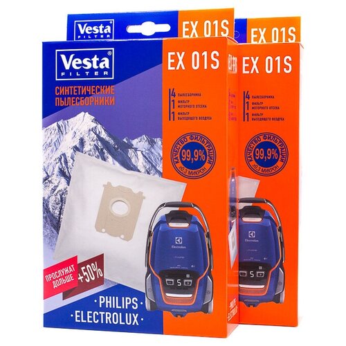 Vesta filter EX01S Xl-Pack комплект пылесборников, 8 шт + 4 фильтра vesta filter zr 02 xl pack комплект пылесборников 10 шт