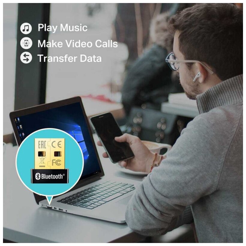 Сетевой адаптер Bluetooth TP-Link UB400 USB 2.0 - фотография № 6