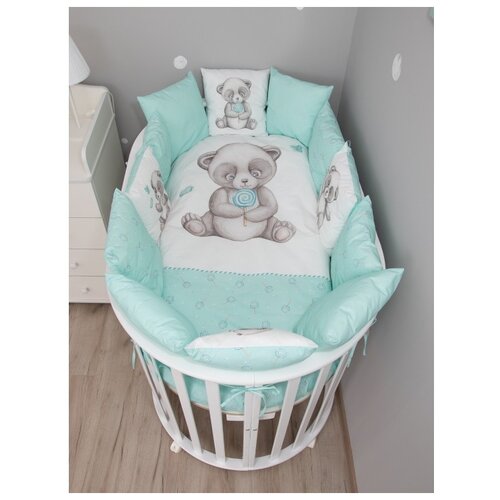 Vikalex Комплект в кроватку Панда 6 предметов мятный 7290₽