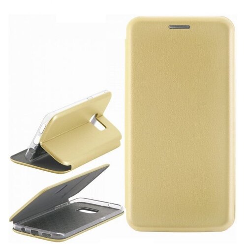 фото Чехол-книжка для samsung galaxy s7 золотой full cover