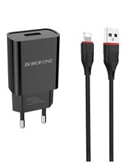 Borofone BA20A Зарядка для телефона 1 USB / 2.1A + кабель Lightning 1м