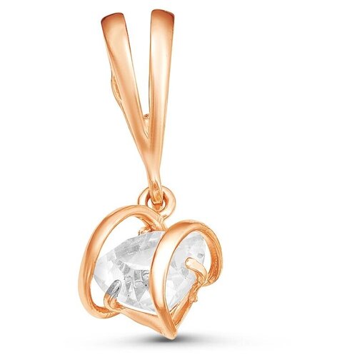 фото Подвеска красная пресня, фианит, золотистый, бесцветный