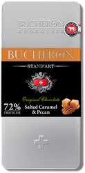 Шоколад BUCHERON_STAND`ART горький 72% с пеканом и соленой карамелью, ж/б, 100г