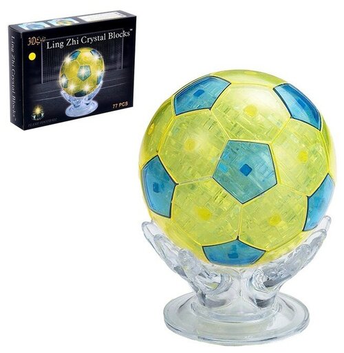 Пазл 3D кристаллический Мяч, 77 деталей, световые эффекты, работает от батареек, микс. В упаковке: 1