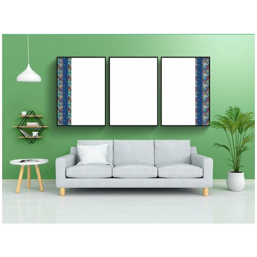 фото Набор модулных постеров для интерьера "рамка рисунка, синий, рамка" 60x90 см. в тубусе, без рамки lotsprints