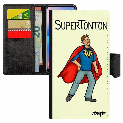 фото Чехол книжка для телефона apple iphone 8 plus, "супердядя" веселый юмор utaupia