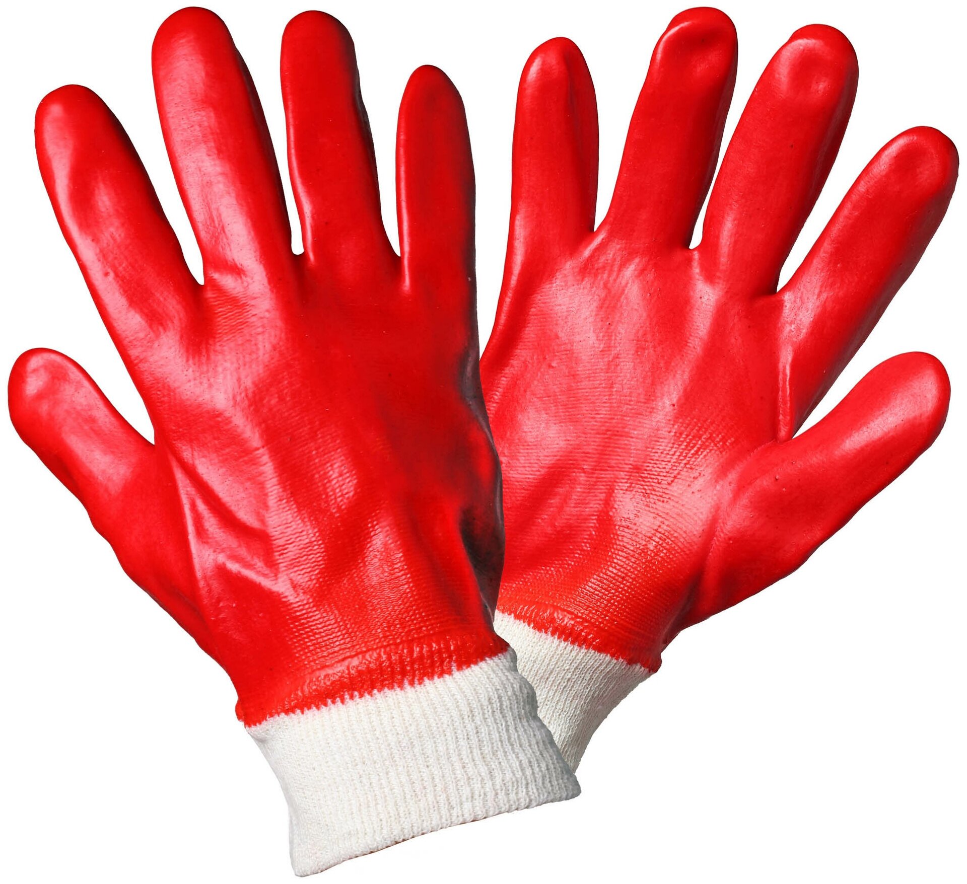 Перчатки рабочие с полным ПВХ покрытием кисти МБС (XL) красные