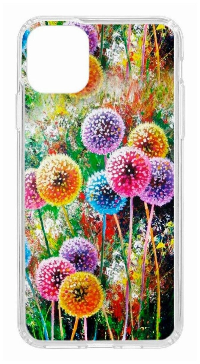 Чехол для iPhone 11 Pro Max Kruche Print Одуванчики,противоударная пластиковая накладка с рисунком,защитный силиконовый бампер с защитой камеры