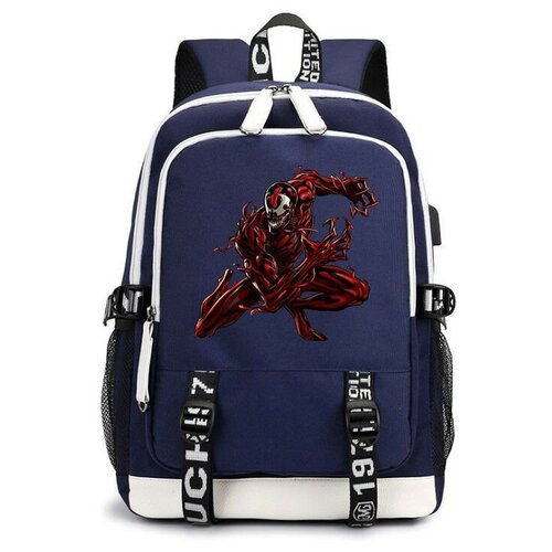Рюкзак Красный веном - Карнаж (Spider man) синий с USB-портом №6 рюкзак красный веном карнаж spider man зеленый 6