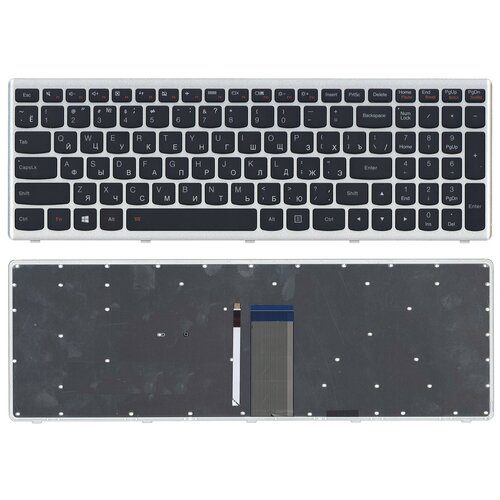 Клавиатура для ноутбука Lenovo IdeaPad U510 Z710 черная с серебристой рамкой и подсветкой 277100₽