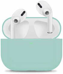 Ультратонкий чехол для Apple AirPods Pro / Силиконовый кейс для Эпл Аирподс Про / Матовый чехол из гибкого силикона (Coast Blue)