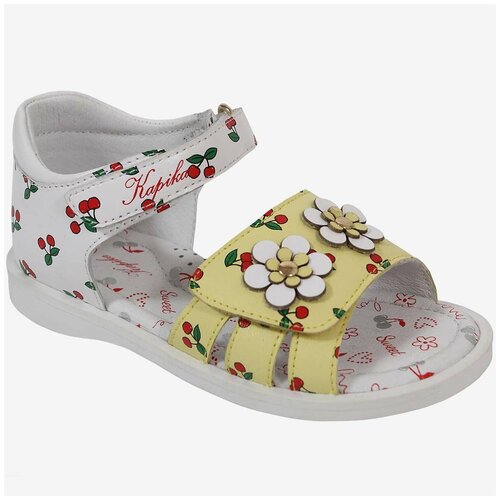 фото Сандалии для девочек kapika 31475-1 белый-желтый, размер 24