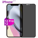 Защитное стекло для Apple iPhone 12 и iPhone 12 Pro / Антишпион стекло для Эпл Айфон 12 и Айфон 12 Про (Черный) - изображение