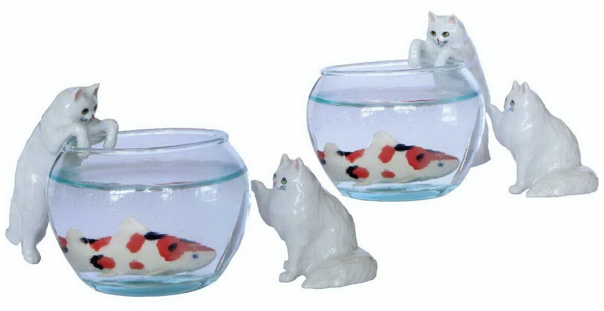 KLIMA Комплект Фигурка Персидский кот с аквариумом - фото №1