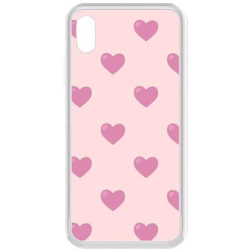 Чехол-накладка Krutoff Clear Case Женский день - Пурпурные сердца для iPhone XR чехол накладка krutoff clear case женский день цветение для iphone 13 pro
