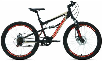 Велосипед FORWARD RAPTOR 24 2.0 disc (24" 6 ск. рост 15") 2020-2021, черный/красный, RBKW1F146002