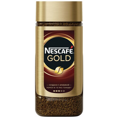 Кофе молотый в растворимом NESCAFE "Gold" 95 г, стеклянная банка, сублимированный, 12326188