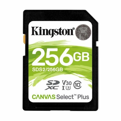 Карта памяти SDXC UHS-I U3 Kingston Canvas Select Plus 256 ГБ, 100 МБ/с, Class 10, SDS2/256GB, 1 шт, без адаптера