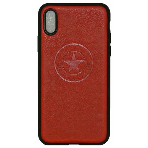 фото Чехол star комбинированный (силикон+кожа) для apple iphone x/xs красный oem