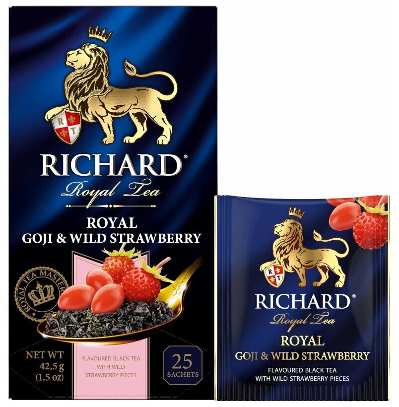 Чай Richard Royal Goji & Wild Strawberry черный с земляникой и ягодами годжи 25 пакетиков, 1423043 - фотография № 7