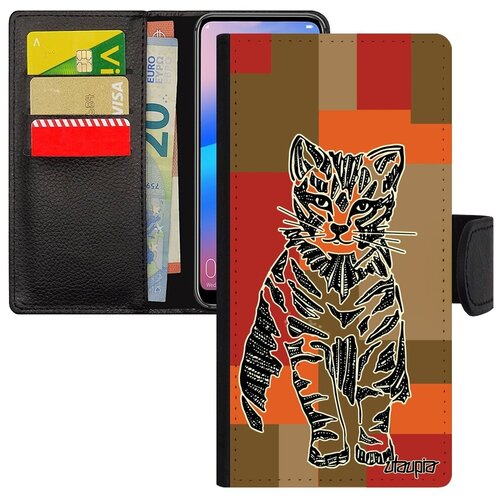 фото Яркий чехол книжка для мобильного // galaxy a50 // "кот" дизайн бенгальский, utaupia, серый