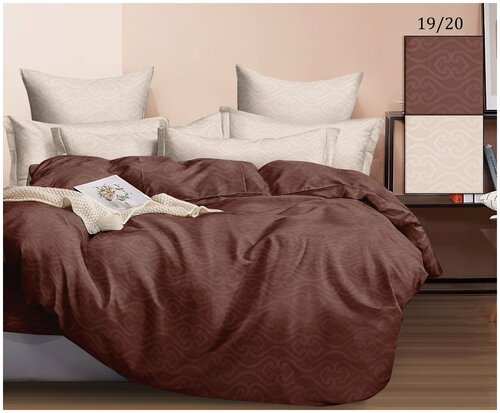 Комплект постельного белья ОТК Производство темно-коричневый 2-x спальный, Сатин, наволочки 70x70