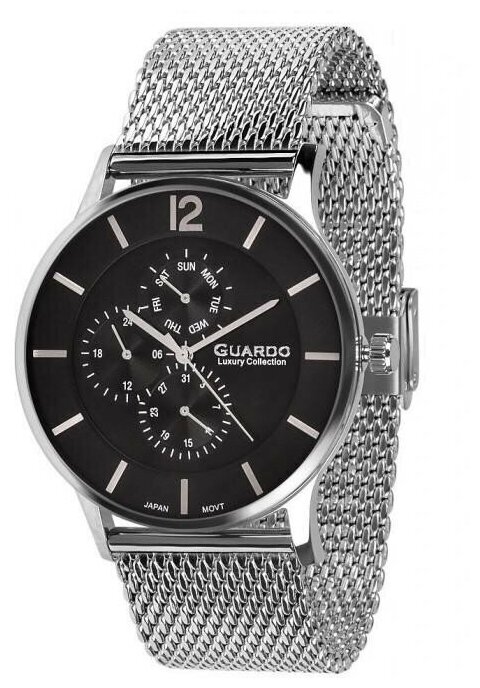 Наручные часы Guardo, черный, серебряный