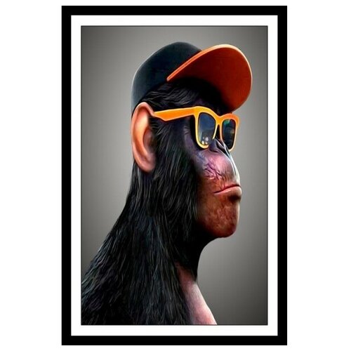 Картина Обезьяна в очках 70x100 см в рамке