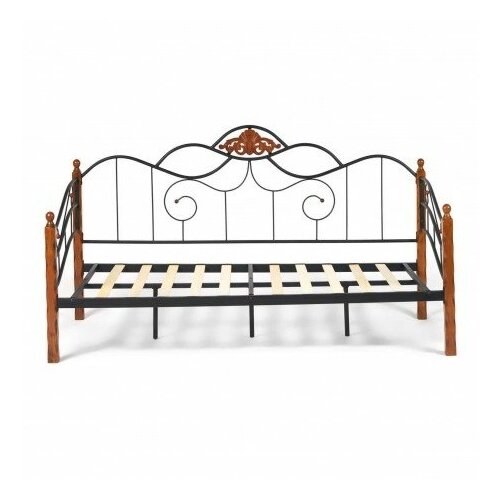 Кровать–софа CANZONA Wood slat base 90*200, красный дуб/черный с деревянными ламелями