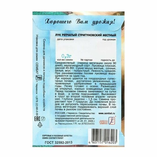 Семена Лук репчатый Стригуновский местный, 0,3 г, 5 пачек семена лук репчатый бонилла 0 5 г 5 пачек